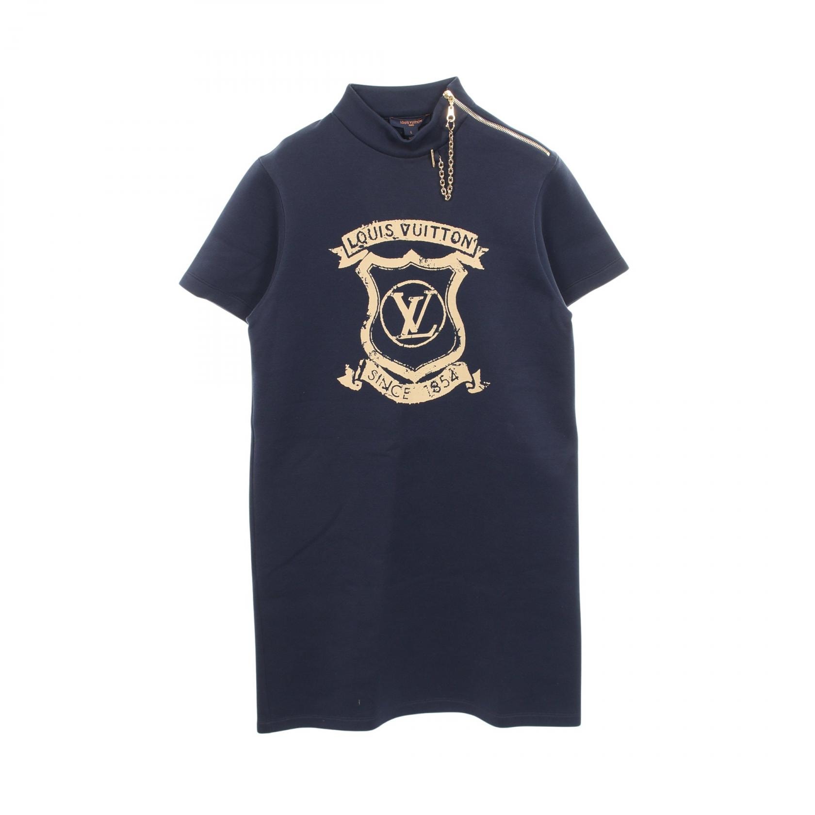ルイ・ヴィトン LOUIS VUITTON LVクレスト ワンピース 衣料品 トップス コットン レディース ネイビー系 RW221W FED FMDR31 【中古】