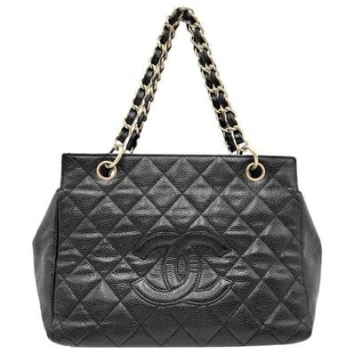 CHANEL シャネル ハンドバッグ マトラッセ チェーンショルダー ココマーク トートバッグ ココ 鞄 かばん キャビアスキン ブラック 黒 ゴールド金具 レディース【中古品】