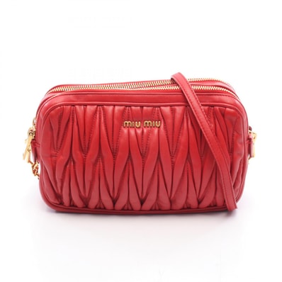 ミュウ ミュウ Miu Miu マテラッセ ショルダーバッグ バッグ ラムスキン(羊革) レディース レッド系 【中古】