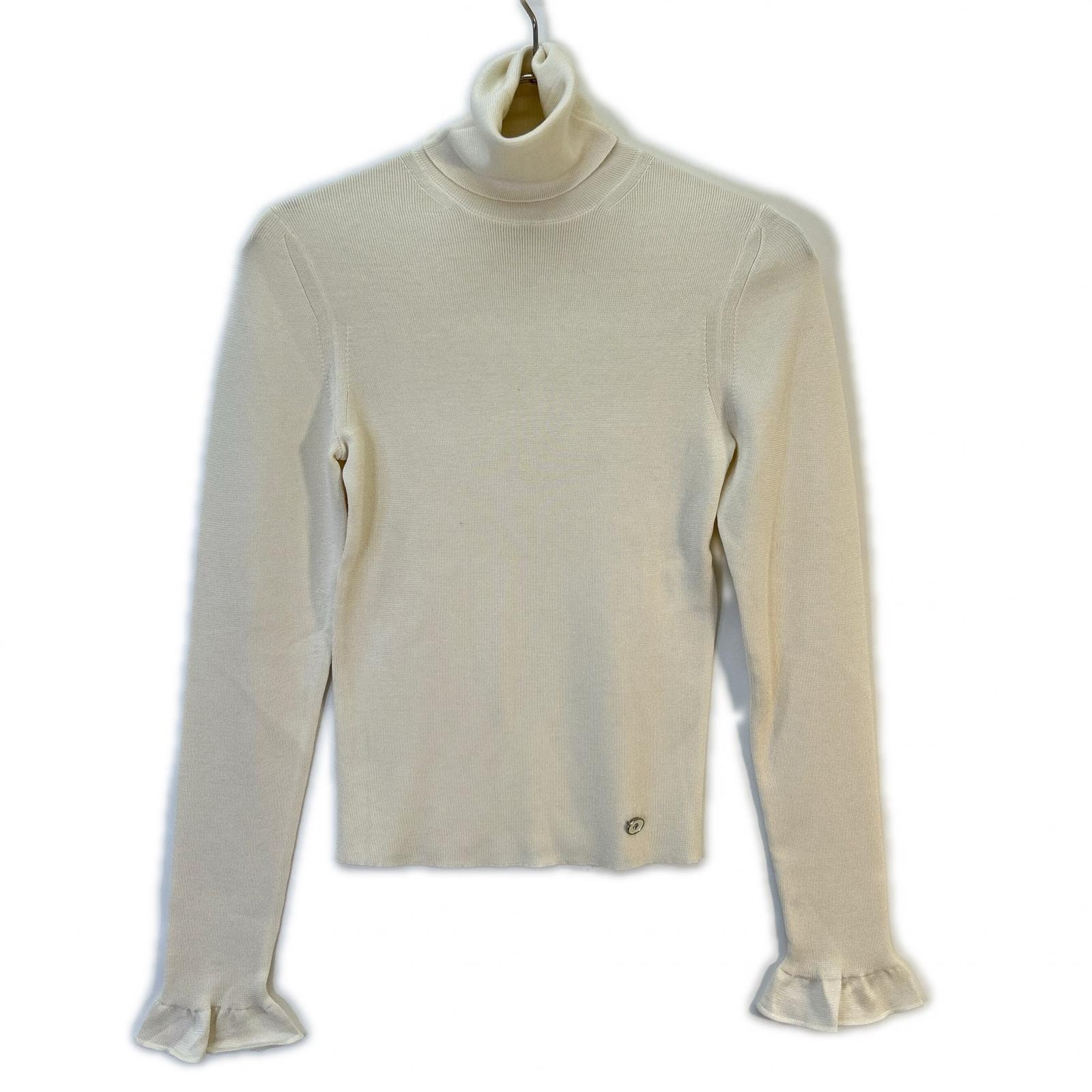 シャネル P75750 K10853 シルク×カシミヤ ハイネックフリルニット 34