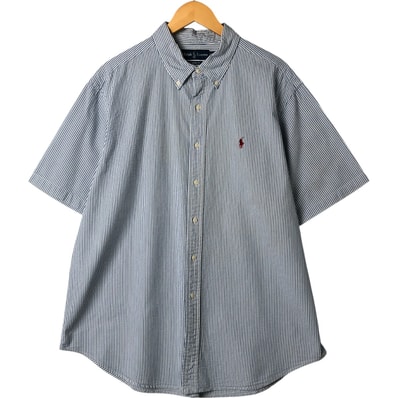 古着 ラルフローレン Ralph Lauren CLASSIC FIT シアサッカー 半袖 ボタンダウン ストライプシャツ メンズXXL相当/eaa551864