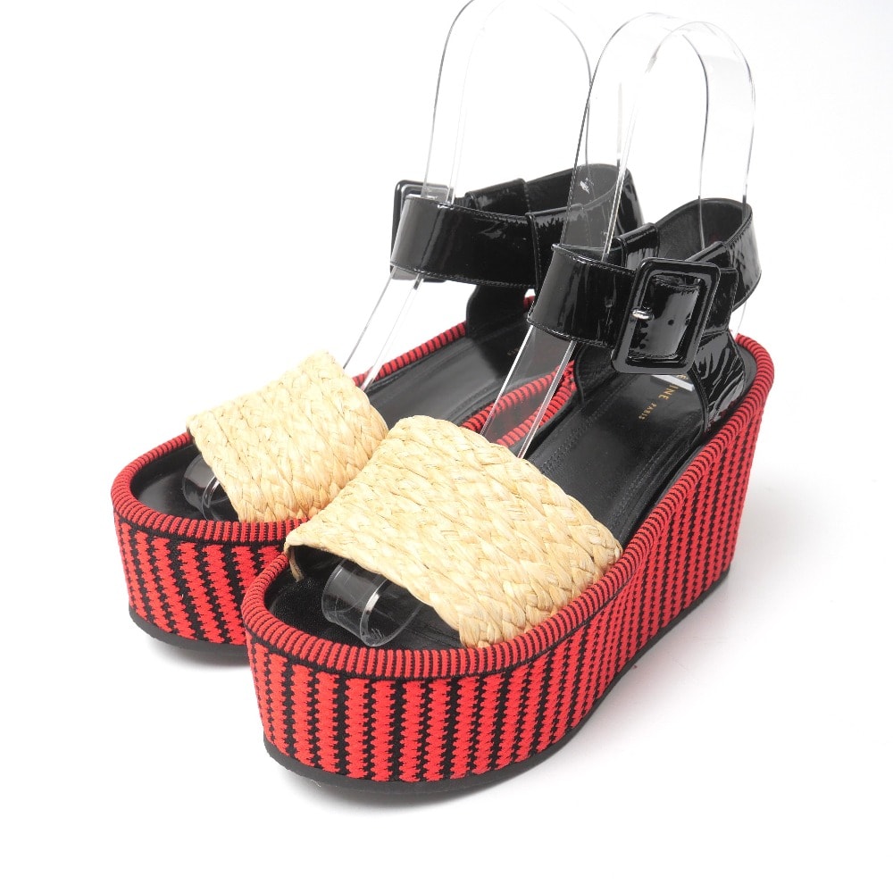 CELINE セリーヌ サンダル サイズ36.5 フィービー期 ウエッジ 厚底 アンクルストラップ イタリア製 ブランド古着【中古】20260311/RA7885