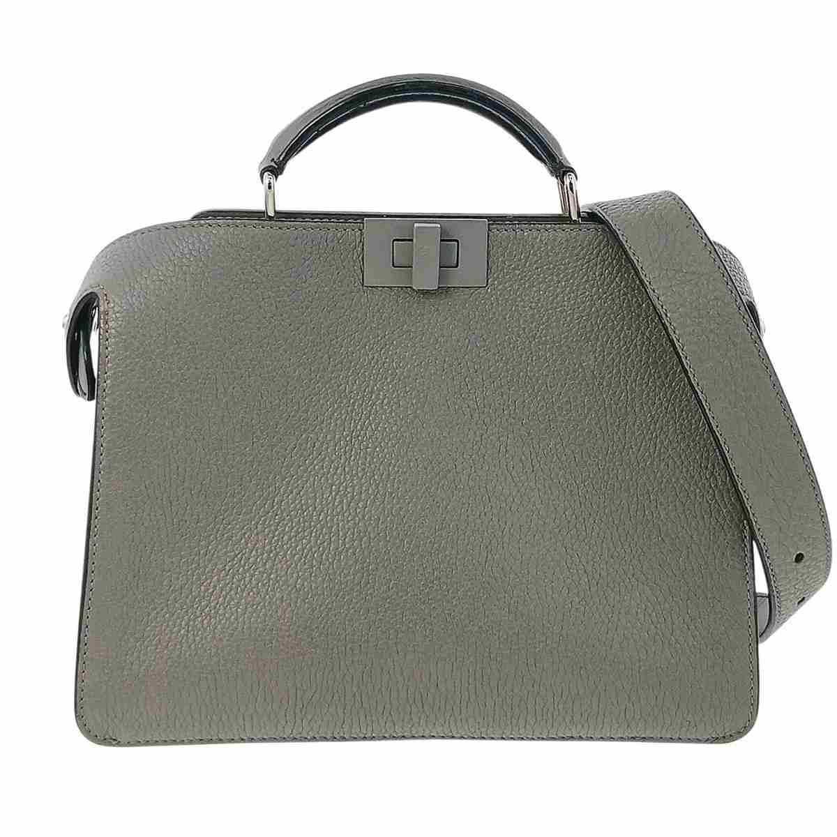 FENDI フェンディ ピーカブー アイシーユー ミニ ハンドバッグ 7VA530 レザー グレー レディース【中古】