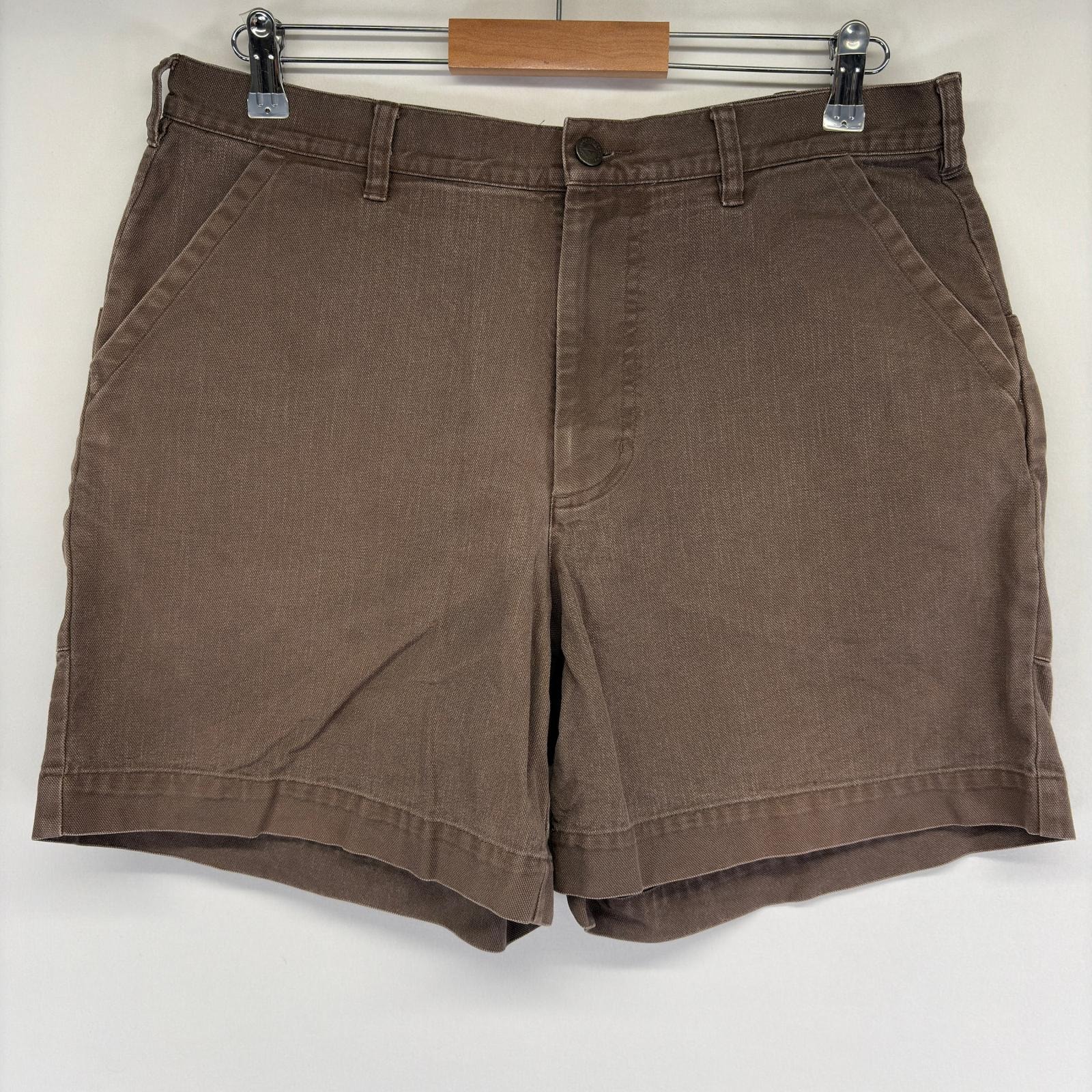 古着 パタゴニア patagonia ダック パンツ スタンドアップ ワンポイントロゴ ショートパンツ ハーフパンツ w34  ブラウン メンズ