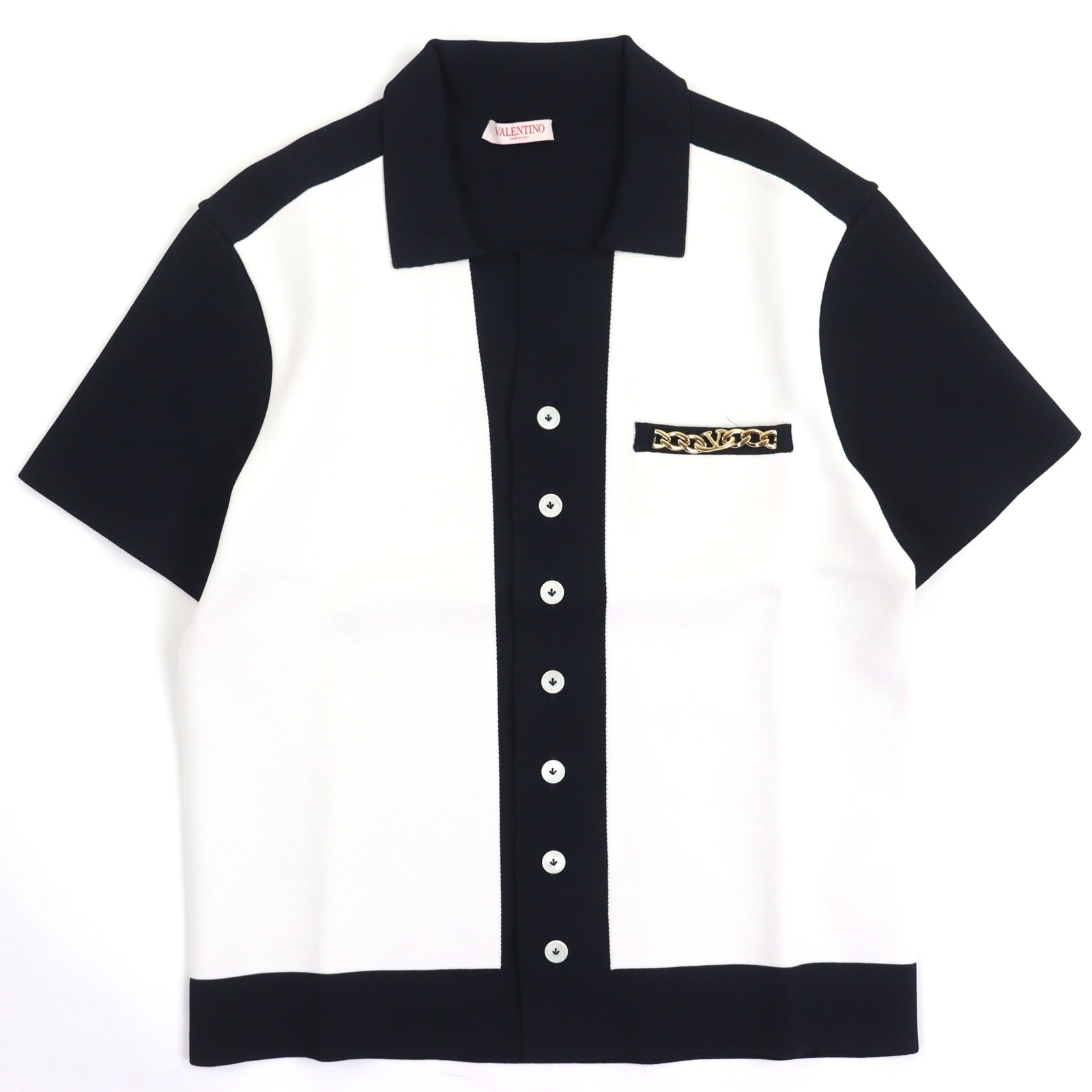 極美品 ヴァレンティノ カーディガン ホワイト ダークネイビー メンズ S 5V3KP03CAB5