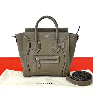 CELINE セリーヌ ラゲージ ナノ レザー ショルダーバッグ グレー
36181