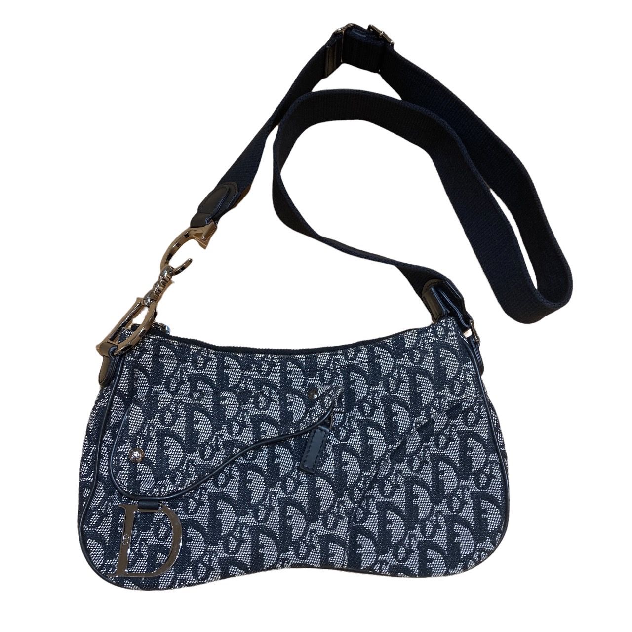 Dior  トロッター ショルダーバッグ キャンバス レザー グレー系xブラック