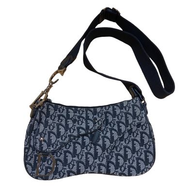 Dior トロッター ショルダーバッグ キャンバス レザー グレー系xブラック