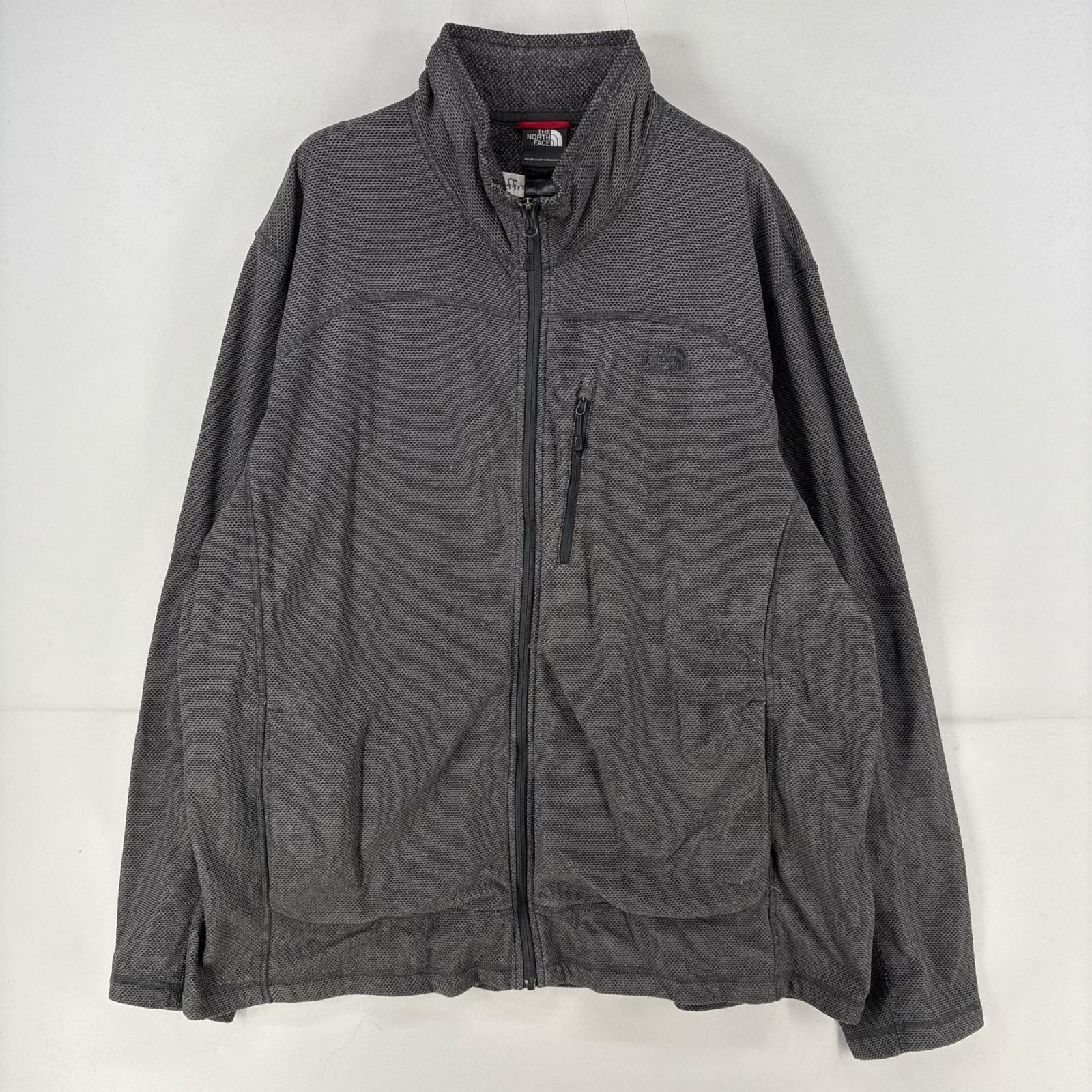 古着 ザ・ノースフェイス THE NORTH FACE ジャケット セーター 大きいサイズ メンズ フルジップ 刺繍 フリース 2XL  グレー 無地 メンズ