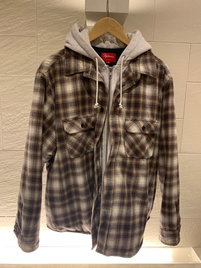 Supreme Hooded Flannel Zip Up Shirt "Brown"