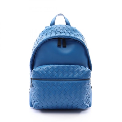 ボッテガヴェネタ BOTTEGA VENETA イントレチャート リュックサック バックパック バッグ レザー メンズ ブルー系 【中古】