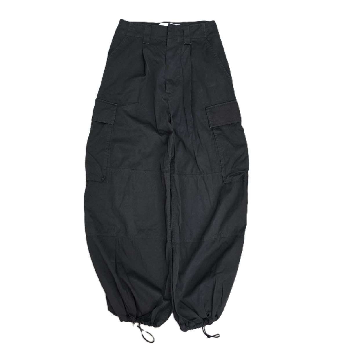 LOEWE ロエベ ロゴ トラウザーズ カーゴパンツ S540Y04XKU 32 コットン シルク ブラック  レディース【中古】