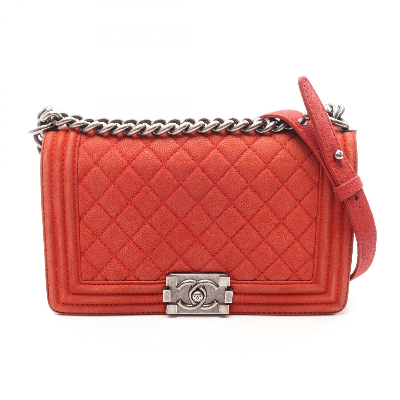 シャネル CHANEL ボーイシャネル ショルダーバッグ バッグ キャビアスキン(グレインドカーフ) レディース レッド系 A67086 【中古】