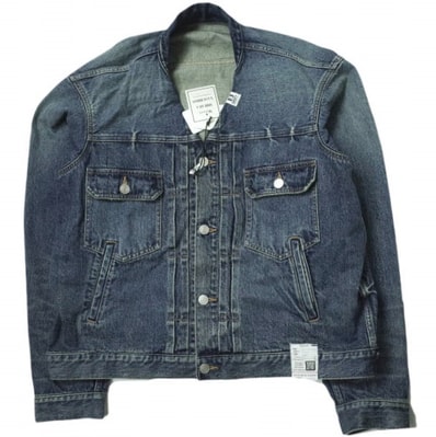 新品 MAISON MIHARA YASUHIRO x ROYAL FLASH メゾン ミハラヤスヒロ ロイヤルフラッシュ 23SS 別注 NO COLLAR DENIM JACKET 2nd TYPE リメイクデニムジャケット 48 Gジャン オーバーサイズ