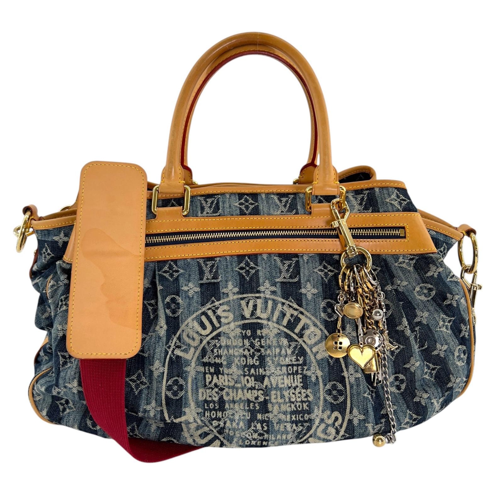 美品 LOUIS VUITTON ルイ・ヴィトン モノグラムデニム カバレイエGM  M95336 ハンドバッグ モノグラムデニム ブルー レディース 2WAY【中古】