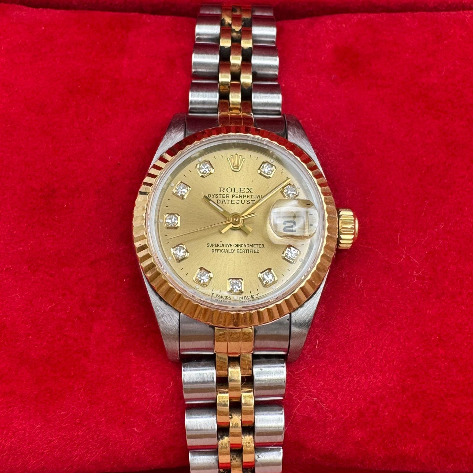 ROLEX ロレックス SS×YG デイトジャスト 10PG 自動巻き シャンパン文字盤 箱・ケース付 69173G 腕時計 ゴールド ステンレス ゴールド レディース