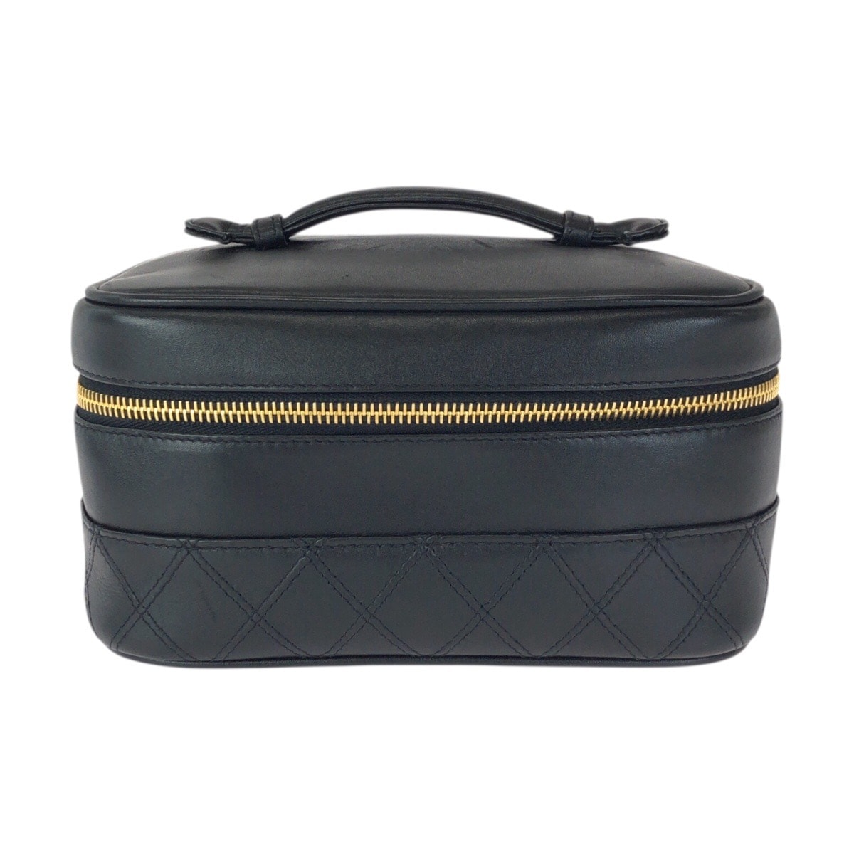 美品 CHANEL シャネル ヴィンテージ ビコローレ ココマーク ブラック 黒 ゴールド金具 ラムスキン ハンドバッグ バニティバッグ 化粧ポーチ 601455 【中古】