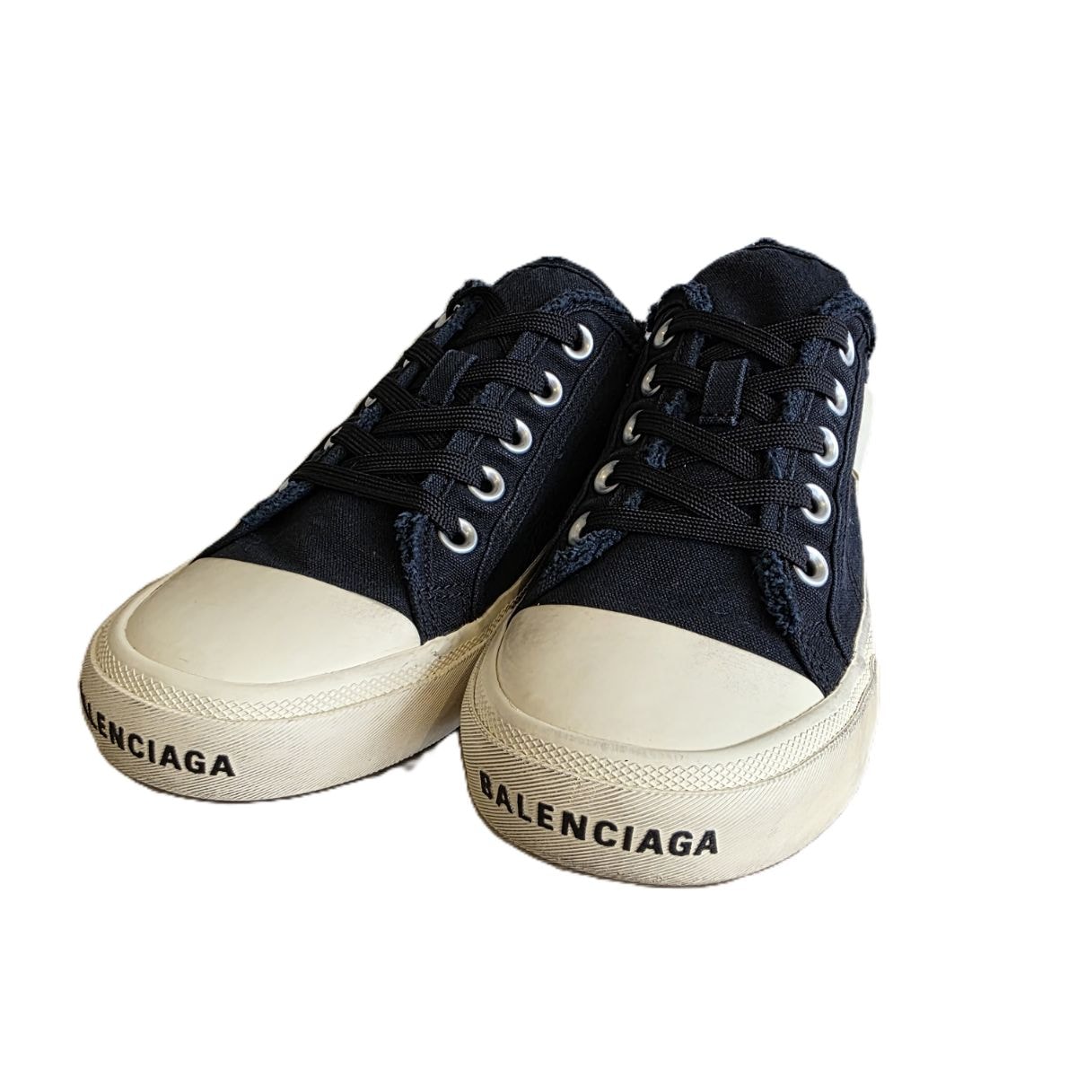 【値下げ】BALENCIAGA バレンシアガ スニーカー ミュール デストロイ ダメージ加工 25cm UK5 スニーカー 693952 コットン ブラック レディース【中古】