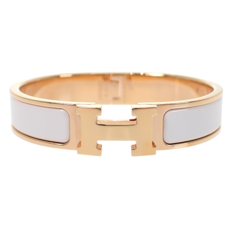 エルメス エナメル ブレスレット クリックH ホワイト【中古】【Aランク】