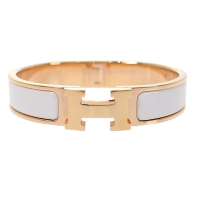 エルメス エナメル ブレスレット クリックH ホワイト【中古】【Aランク】