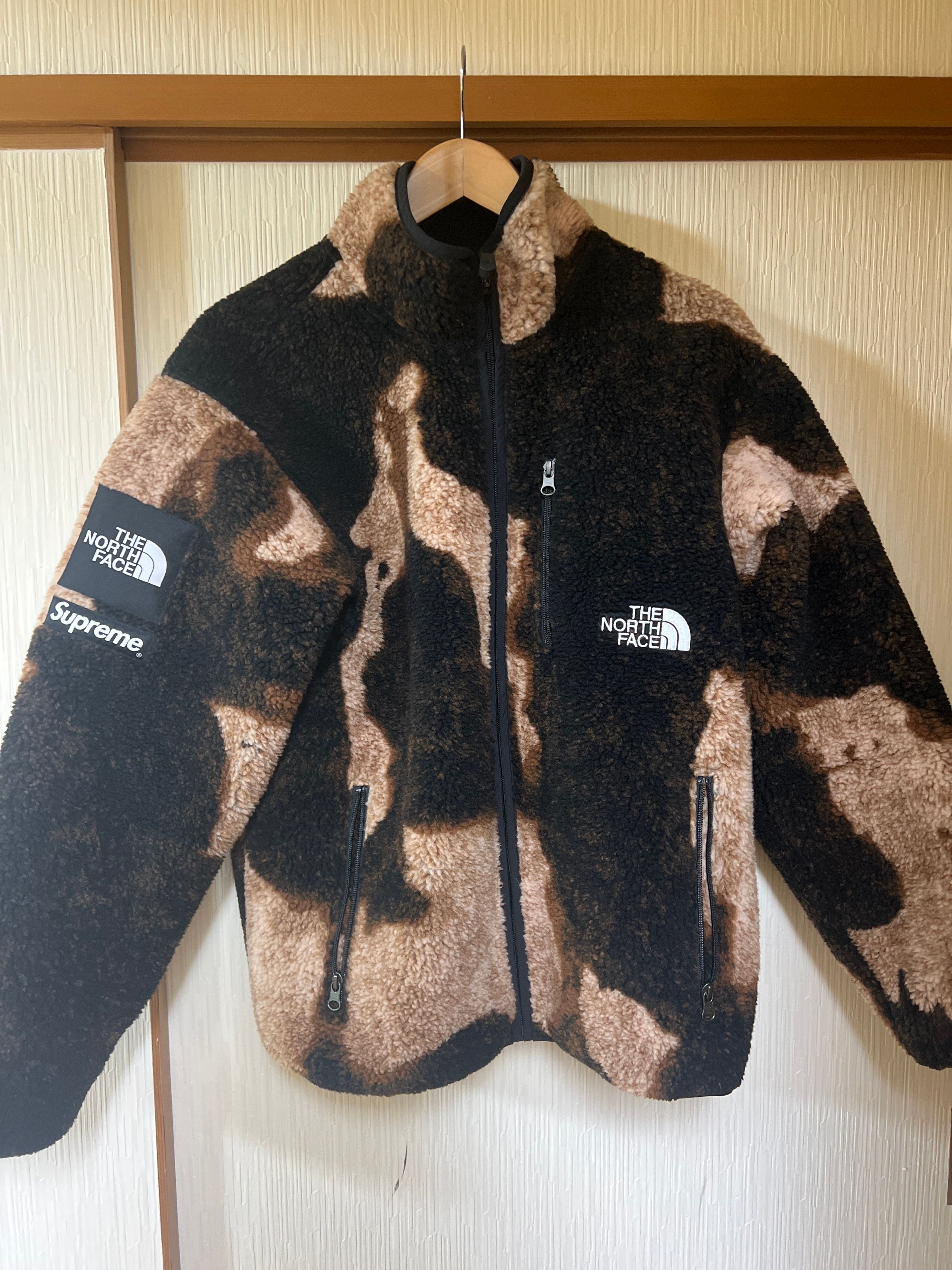 Supreme x The North Face Bleached Denim Print Fleece Jacket "Black"