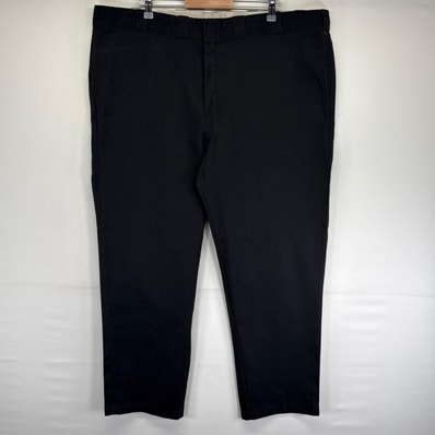 古着 ディッキーズ Dickies パンツ ストレート ジッパーフライ ワンポイントロゴ 874 大きいサイズ w48 L32 ブラック系 メンズ