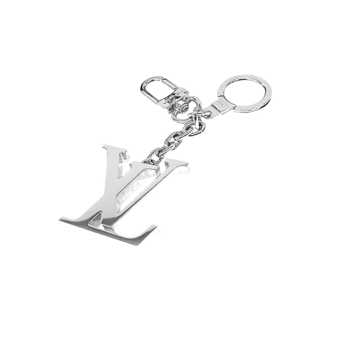 LOUIS VUITTON 美品 ルイヴィトン ポルトクレ イニシャル LV キーリング M65071 メタル LE1118 シルバー キーホルダー バッグ チャーム アクセサリー ヴィトン LV ABランク 中古 鑑定済 ヴィトンキーリング