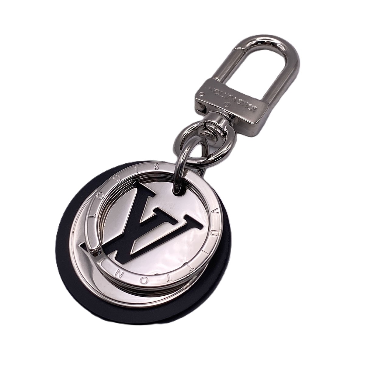 LOUIS VUITTON ルイ・ヴィトン キーホルダー LVカットサークル キーリング M67362 ブラック シルバー金具 メンズ【中古】