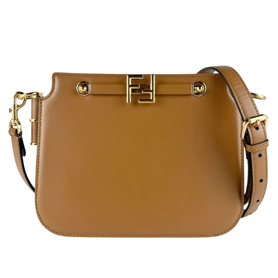 フェンディ FENDI ショルダーバッグ タッチ レザー ブラウン ゴールド レディース 8BT349-AHK2【中古】 z9593