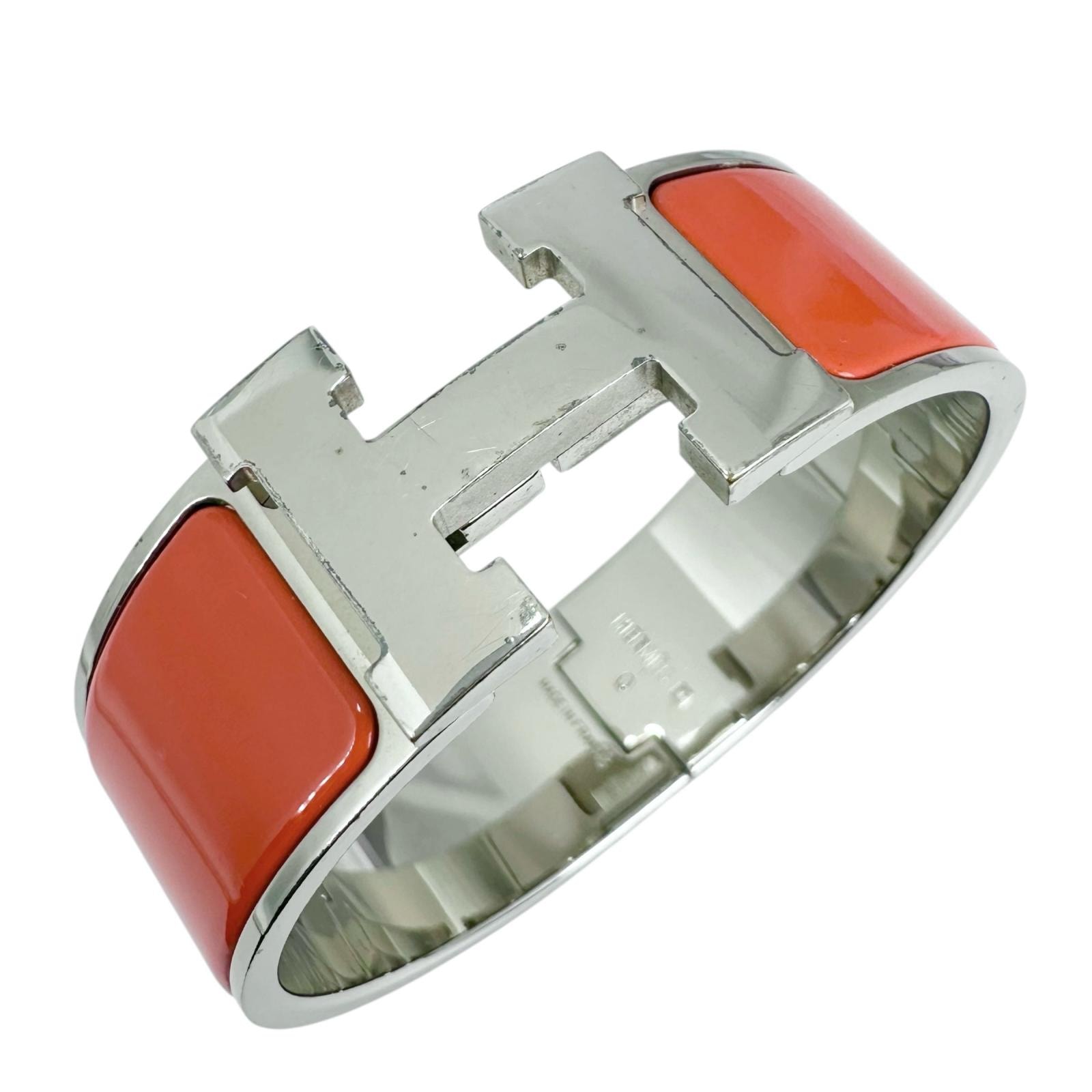HERMES エルメス クリック・クラックH バングル エナメル/メタル オレンジ レディース【中古】