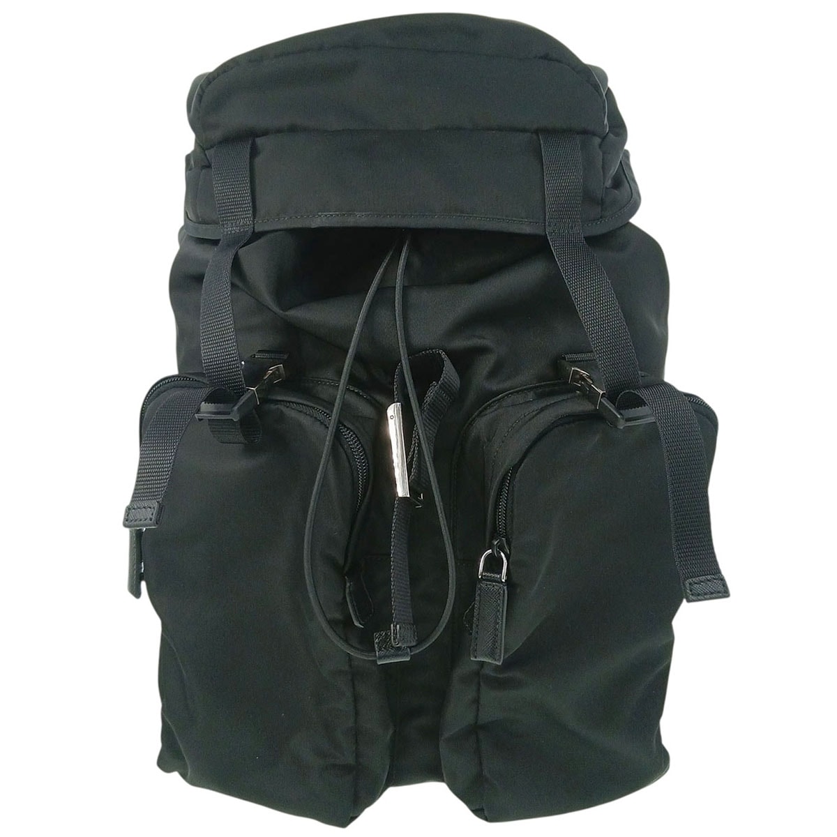 PRADA プラダ NERO バックパック リュック リュック・デイパック 2VZ065 ナイロン ブラック シルバー金具 メンズ【中古】