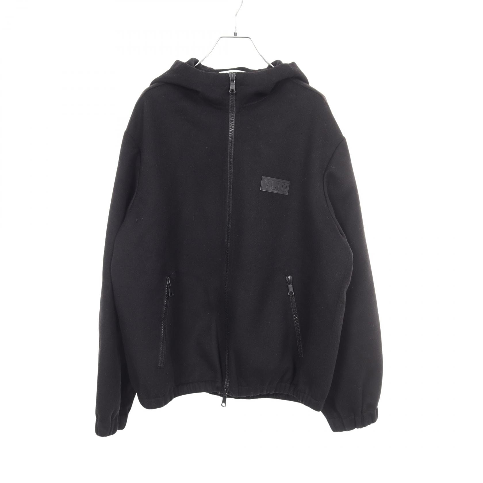 ヴァレンチノ Valentino VLTNロゴ フード付き ジップアップ 衣料品 アウター ウール カシミヤ メンズ ブラック系 【中古】