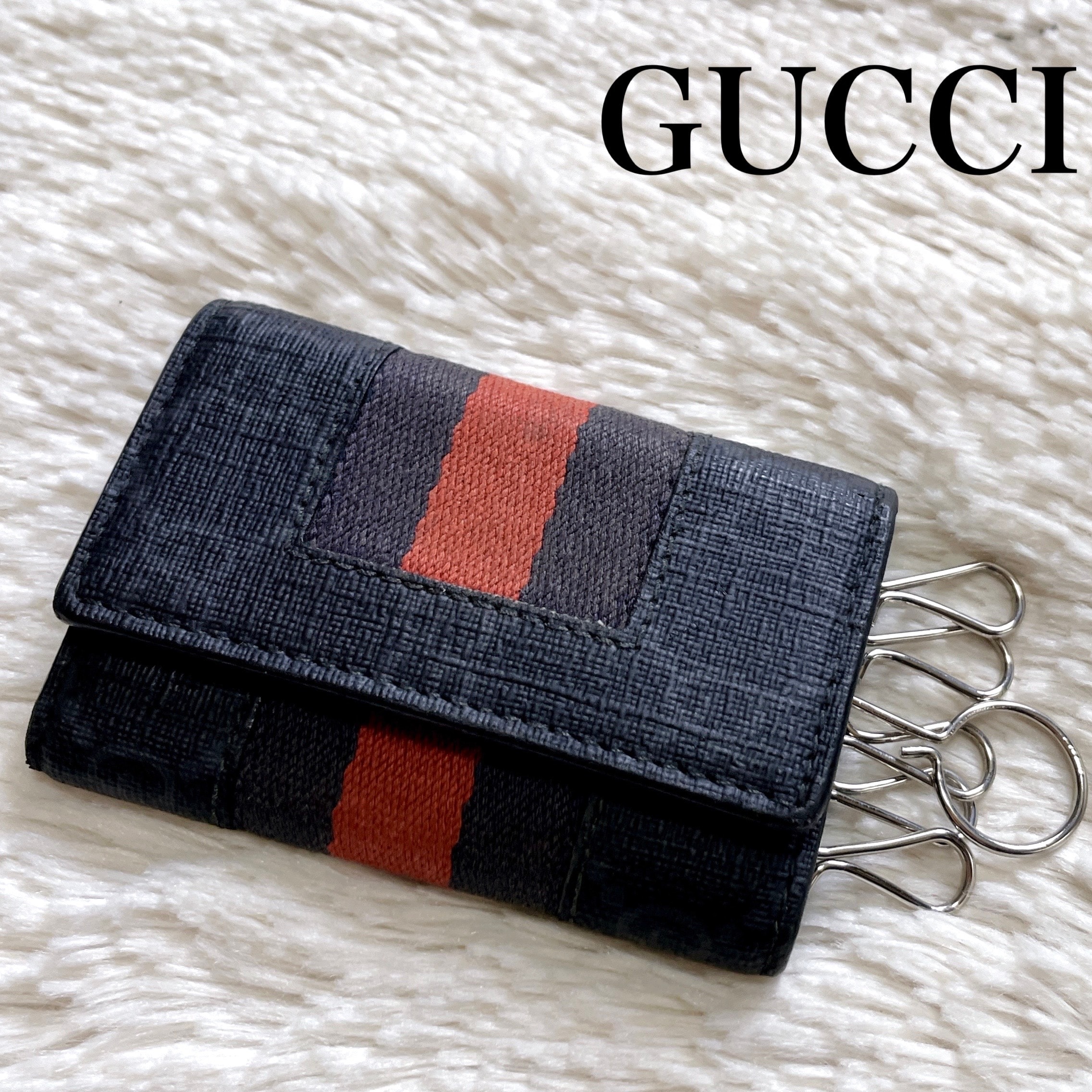グッチ GUCCI シェリーライン PVC レザー 6連 キーケース GG ロゴ