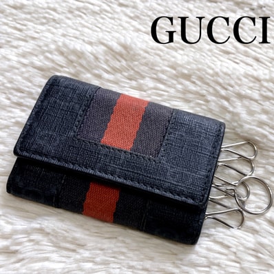 グッチ GUCCI シェリーライン PVC レザー 6連 キーケース GG ロゴ