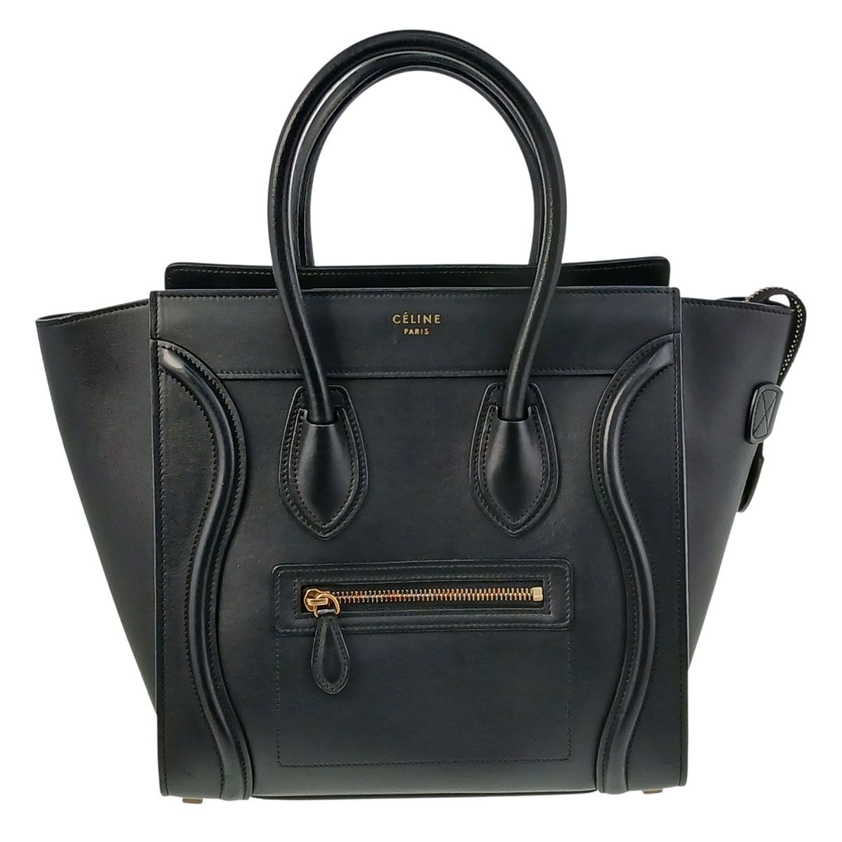 CELINE セリーヌ ラゲージ マイクロショッパー トートバッグ ハンドバッグ 167793 レザー ブラック  レディース【中古】