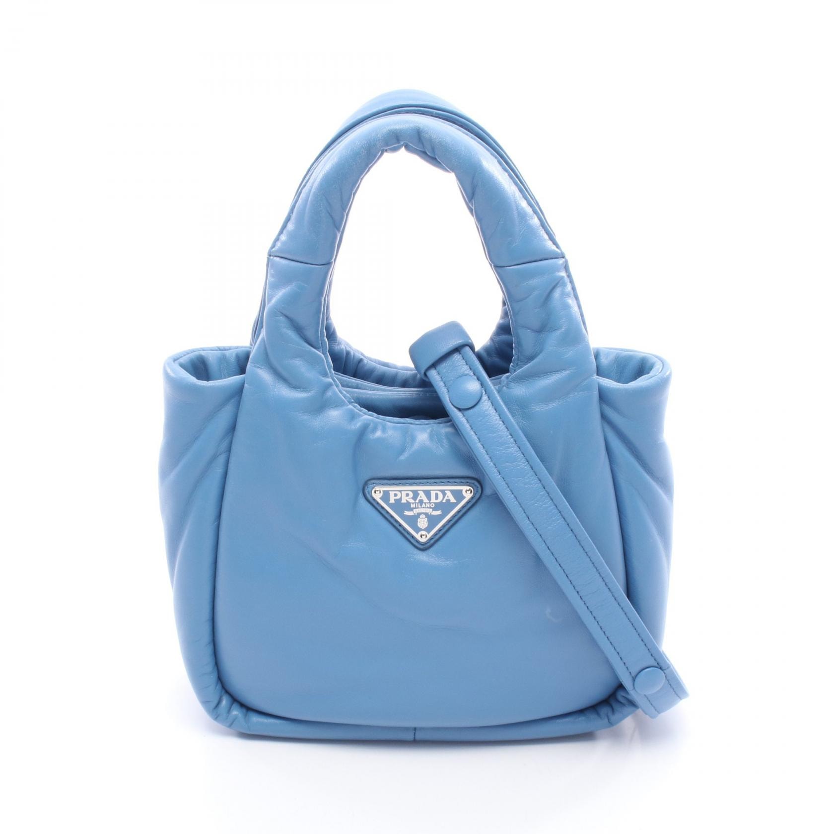 プラダ PRADA パデッド 2WAY ハンドバッグ バッグ レザー レディース ブルー系 1BA359 【中古】