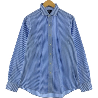 古着 ラルフローレン Ralph Lauren POLO by Ralph Lauren ESTATE ワイドカラー 長袖 コットンストライプシャツ メンズL相当/eaa525614