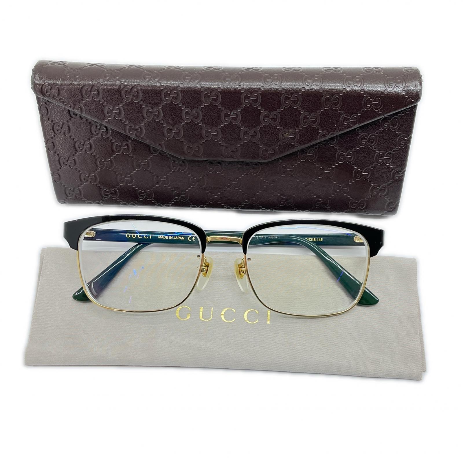 GUCCI グッチ 眼鏡 ケース付 度入り GG09340A ブラック×グリーン