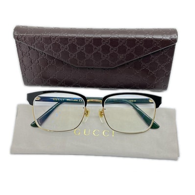 GUCCI グッチ 眼鏡 ケース付 度入り GG09340A ブラック×グリーン
