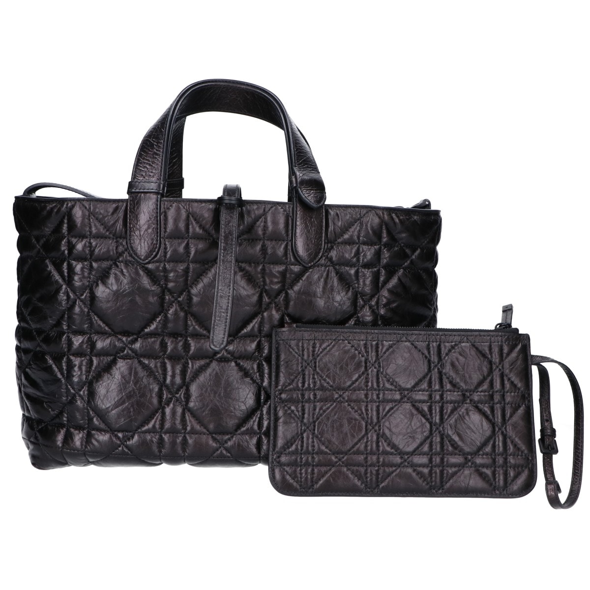 ディオール M2821SNIO_M900 ブラック マクロカナージュ クリンクルド カーフスキン Dior Toujours バッグ ミディアム -