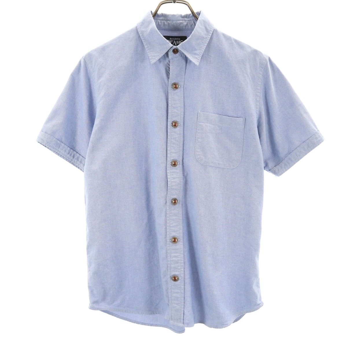 BEAMS ビームス 半袖 オックスフォードシャツ M ブルーパープル