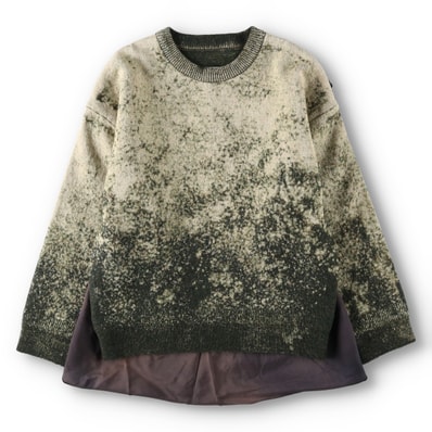 DEAD STOCK デッドストック メゾンマルジェラ Maison Margiela ブリーチ加工 スカーフ付き コットン×ウールニットセーター イタリア製 メンズM相当/yaa000030