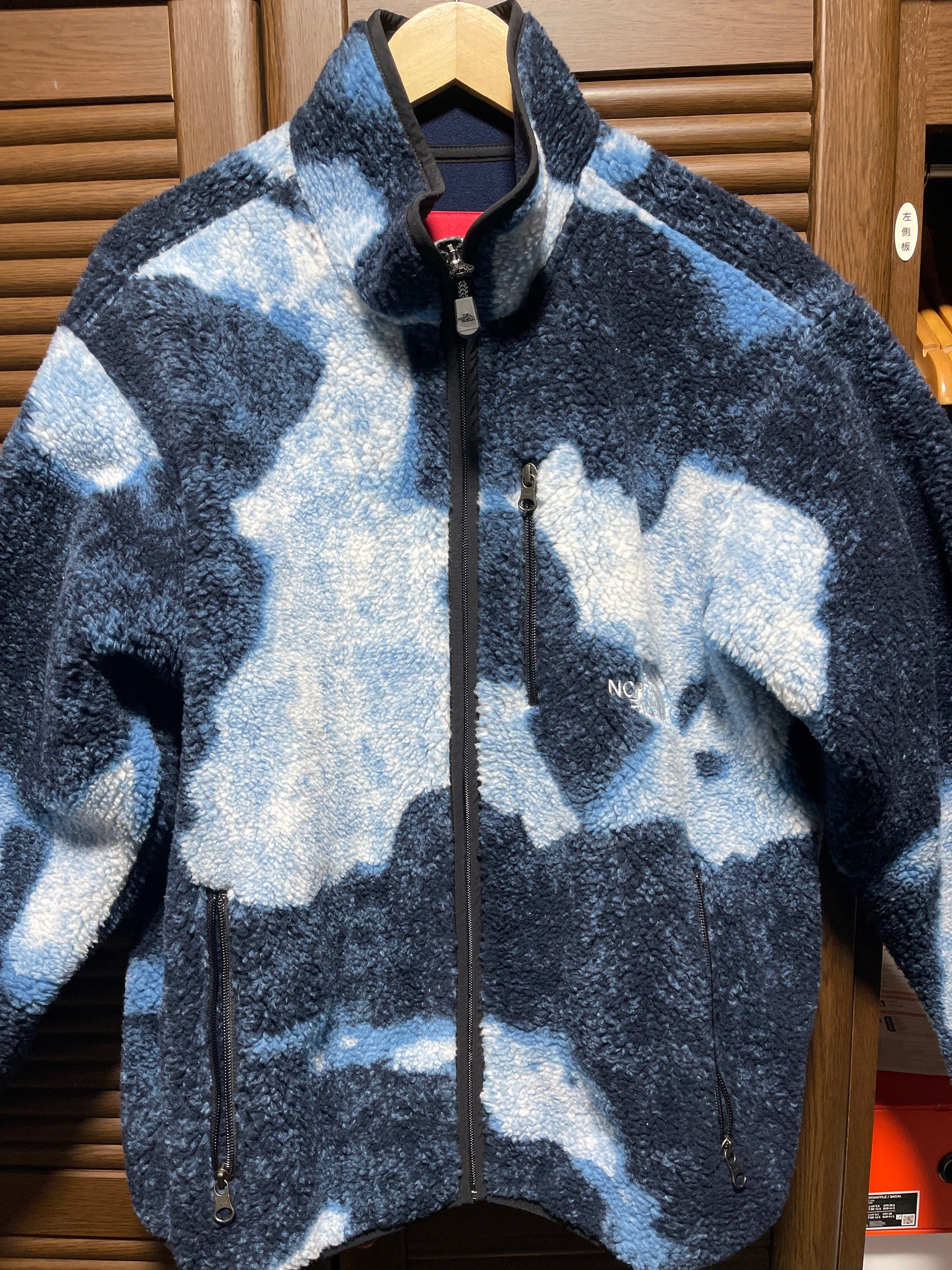 Supreme x The North Face Bleached Denim Print Fleece Jacket "Indigo"