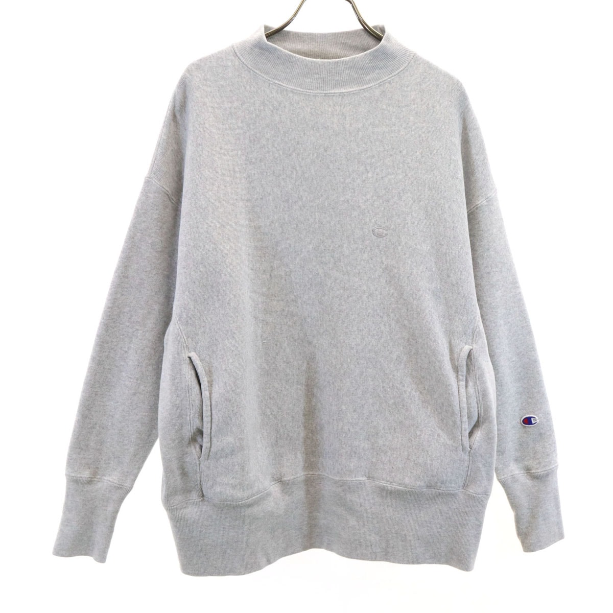 Champion チャンピオン リバースウィーブ 長袖 モックネック スウェット トレーナー S グレー