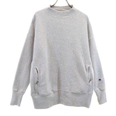 Champion チャンピオン リバースウィーブ 長袖 モックネック スウェット トレーナー S グレー