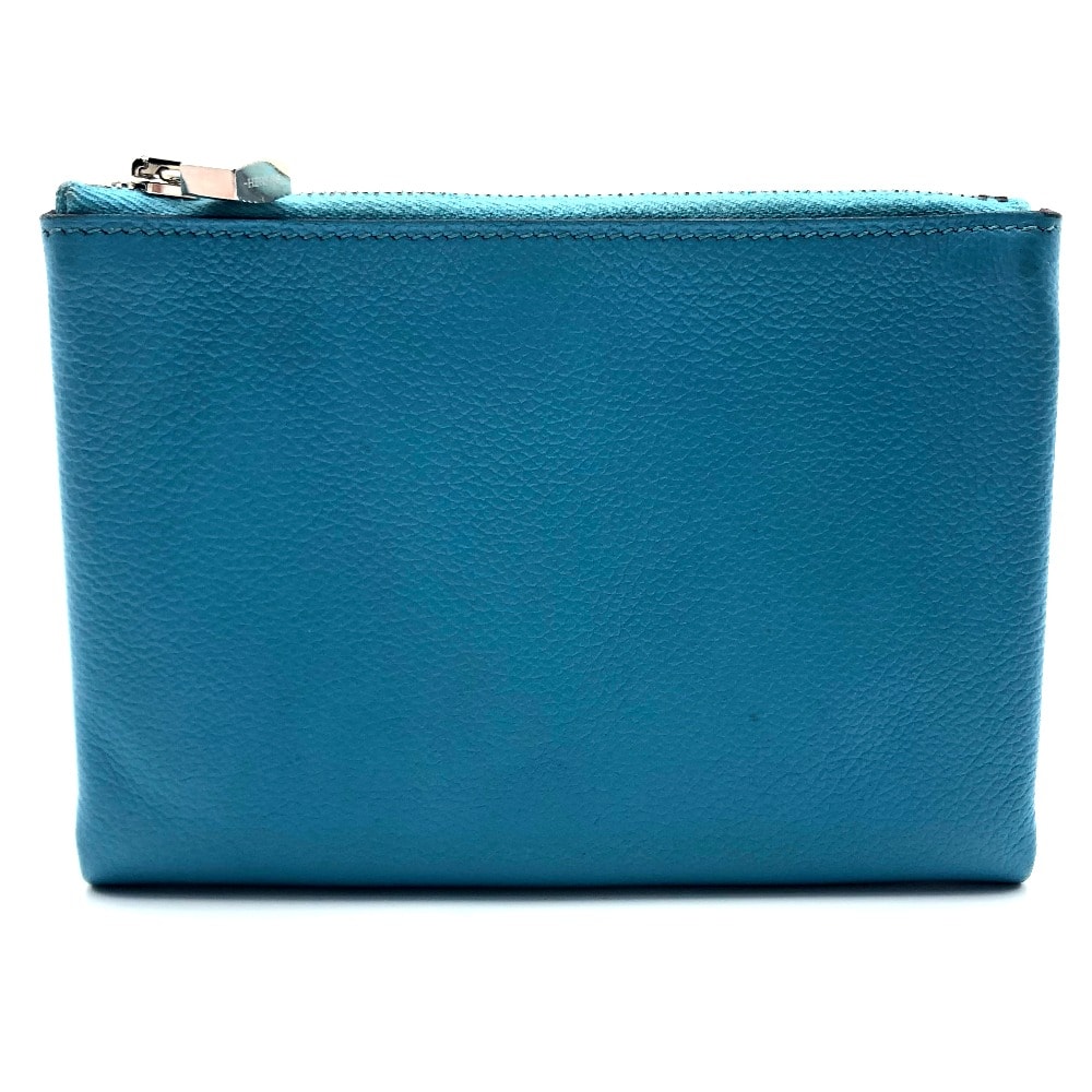 エルメス HERMES アトゥー PM フラット 化粧ポーチ ポーチ レザー D刻 ブルーノール(推定) ブルー