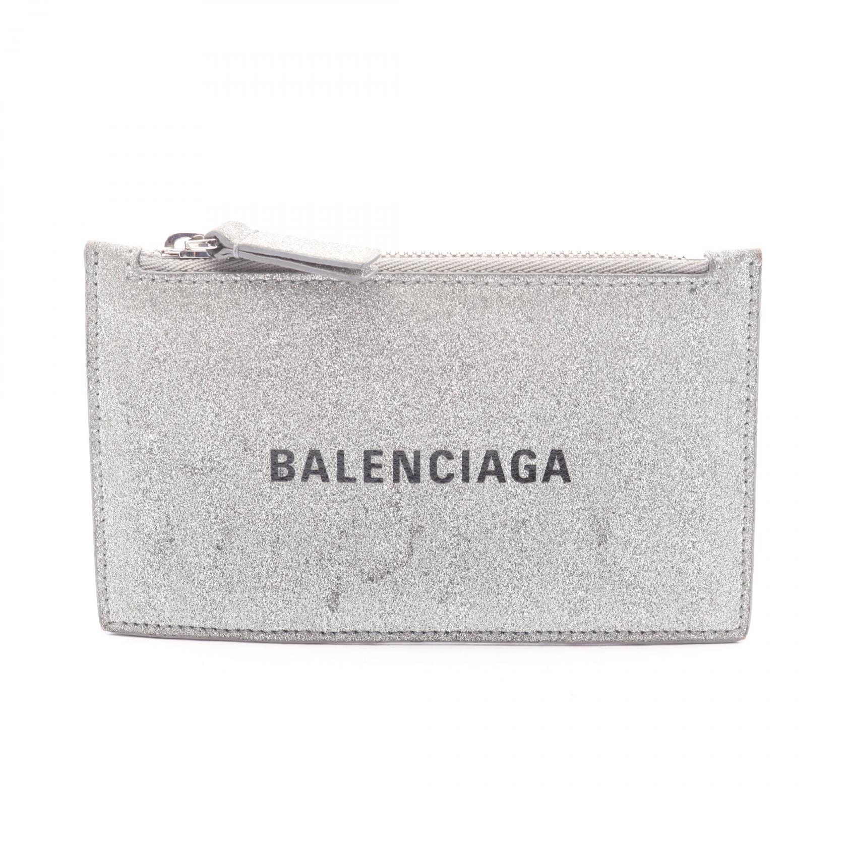 バレンシアガ BALENCIAGA EVERYDAY エブリデイ カードケース アクセサリー レザー グリッター メンズ レディース シルバー系 551990 【中古】