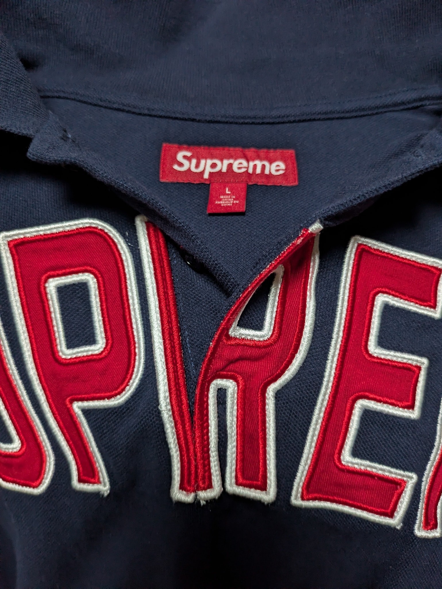 Supreme Twill Applique Polo "Navy"
