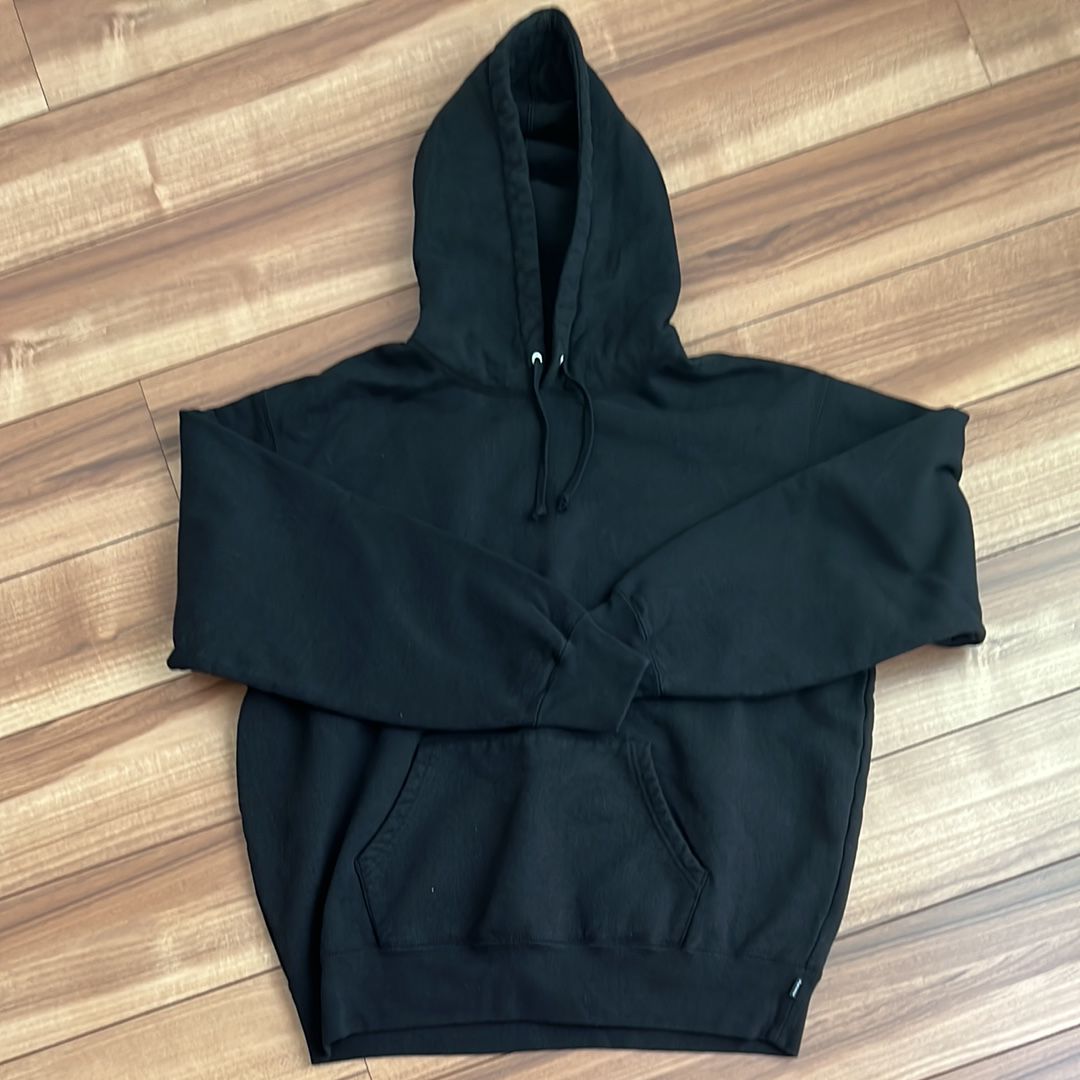 Supreme Satin Applique Hooded Sweatshirt "Black"