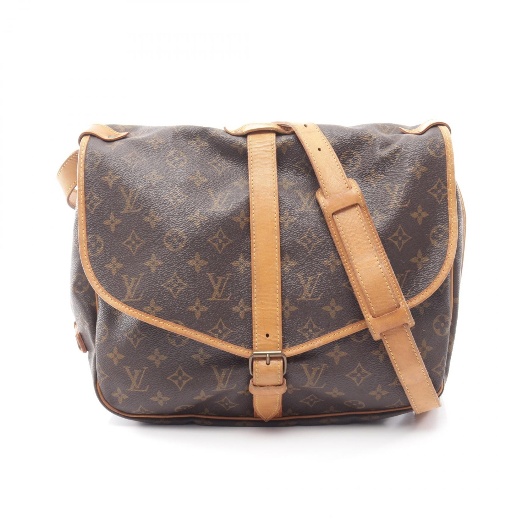 ルイ・ヴィトン LOUIS VUITTON ソミュール35 ショルダーバッグ バッグ PVCコーティングキャンバス レザー モノグラム レディース ブラウン系 M42254 【中古】